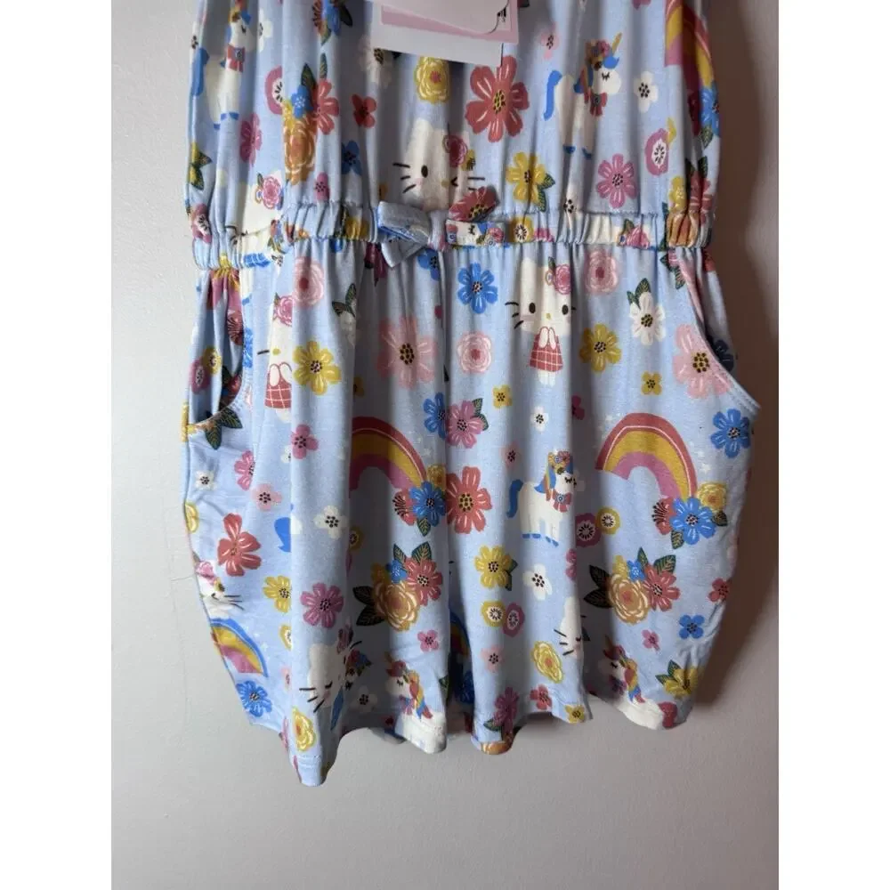 Posh Peanut Hello Kitty Springtime Girls Blue Summertime Shorts Romper 3T/4T NWT